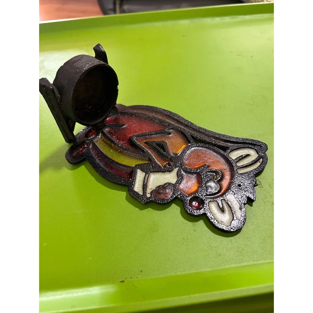 Vintage Stained Glass Mouse Tea Light Candle Holder Metal Suncatcher Whimsical